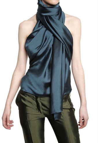 Haider Ackermann Scarf Collar Silk Shantung Top - Lyst