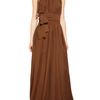 Lanvin Washed Silk Crepe Long Dress in Brown - Lyst
