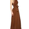 Lanvin Washed Silk Crepe Long Dress in Brown - Lyst
