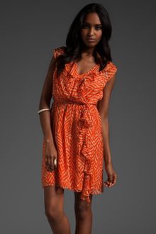 Milly Zebra Zig Zag Madeira Wrap Dress - Lyst