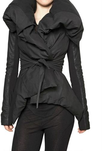 Rick Owens Waxed Cotton Down Jacket - Lyst