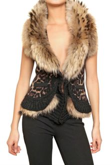 Roberto Cavalli Murmasky Trim Wool Cashmere Knit Vest - Lyst