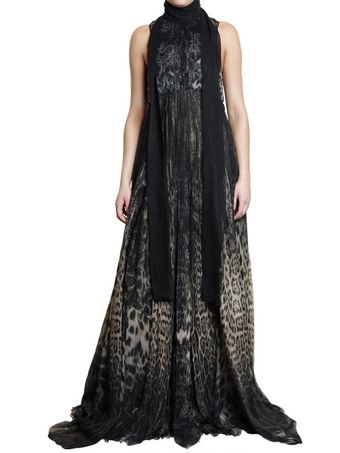 Roberto Cavalli Printed Silk Chiffon Dress - Lyst