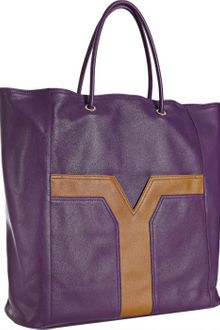 Yves Saint Laurent Violet Leather Lucky Chyc Two-tone Tote - Lyst