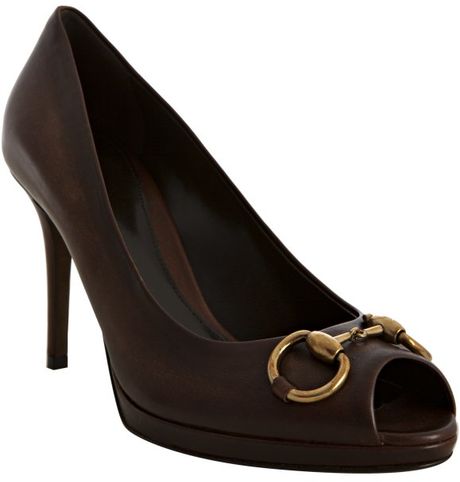 dark brown platform pumps
