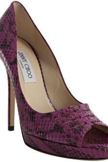 Jimmy Choo Fuchsia Glossy Snakeskin Shell Peep Toe Pumps - Lyst