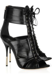 Giuseppe Zanotti Lace-up Glossed-leather Sandals - Lyst