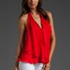 Haute Hippie Drape Halter Top in Red (poppy) - Lyst