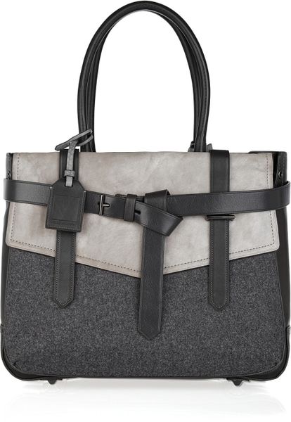 Reed Krakoff Boxer Leather and Wool Tote in Gray - Lyst