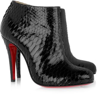 Christian Louboutin Belle 100 Glossed-python Ankle Boots - Lyst