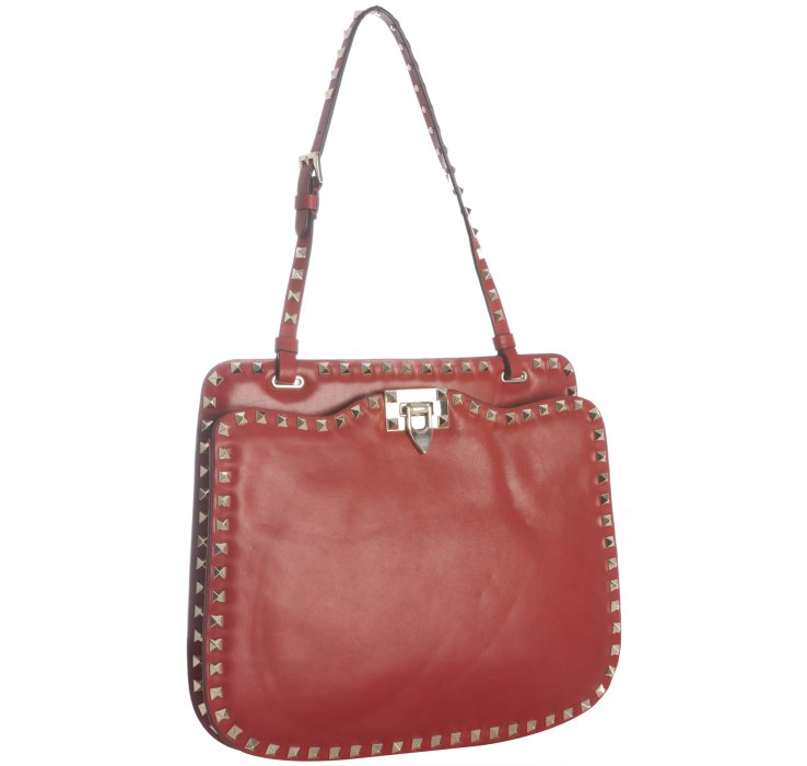 Valentino Red Leather Rockstud Shoulder Bag in Red Lyst