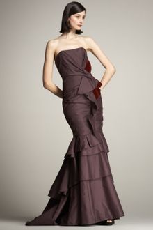 Carolina Herrera Ruched Taffeta Strapless Gown - Lyst