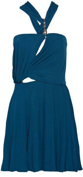 Halston Cutout Stretch-crepe Mini Dress - Lyst