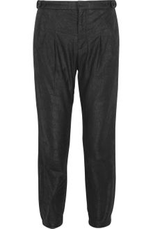 Helmut Lang Cracked-leather Cropped Pants - Lyst