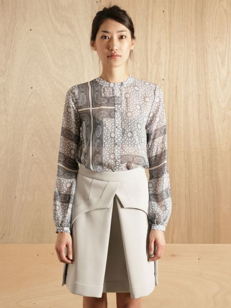 Preen Womens View Blouse in Gray (blue) - Lyst
