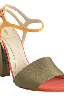 Fendi Olive Faille Colorblock Ankle Strap Sandals - Lyst