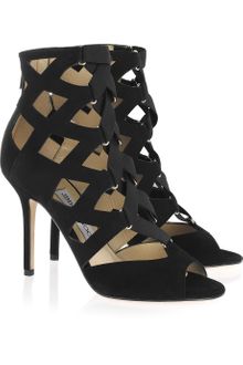 Jimmy Choo Flaxman Suede Cage Sandals - Lyst