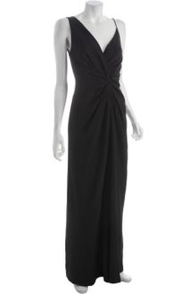 Nicole Miller Black Stretch Silk Draped Asymmetrical Gown - Lyst
