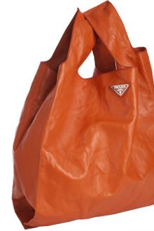 Prada Papaya Antique Nappa Leather Tote - Lyst