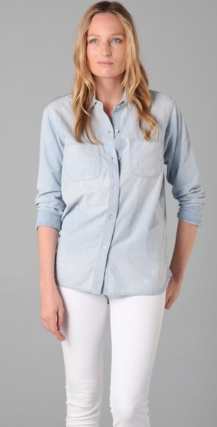 Madewell Perfect Chambray Ex-boyfriend Shirt in Ferrous Wash - Lyst