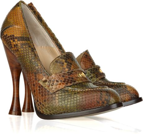 Alexander Mcqueen Stackedheel Snakeskin Loafers in Animal (brown) - Lyst
