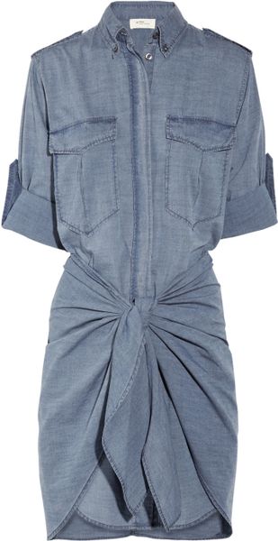 Etoile Isabel Marant Qimi Cotton-chambray Shirt Dress in Blue (chambray