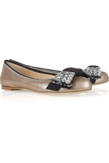 See By Chloé Embellished Leather Ballerina Flats - Lyst