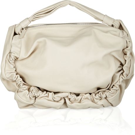 Marni Ruched Leather Shoulder Bag in Beige (cream)