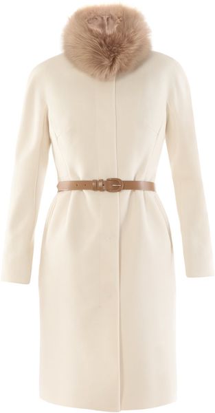 Max Mara Studio Virgin Wool Fur-collared Coat - Lyst