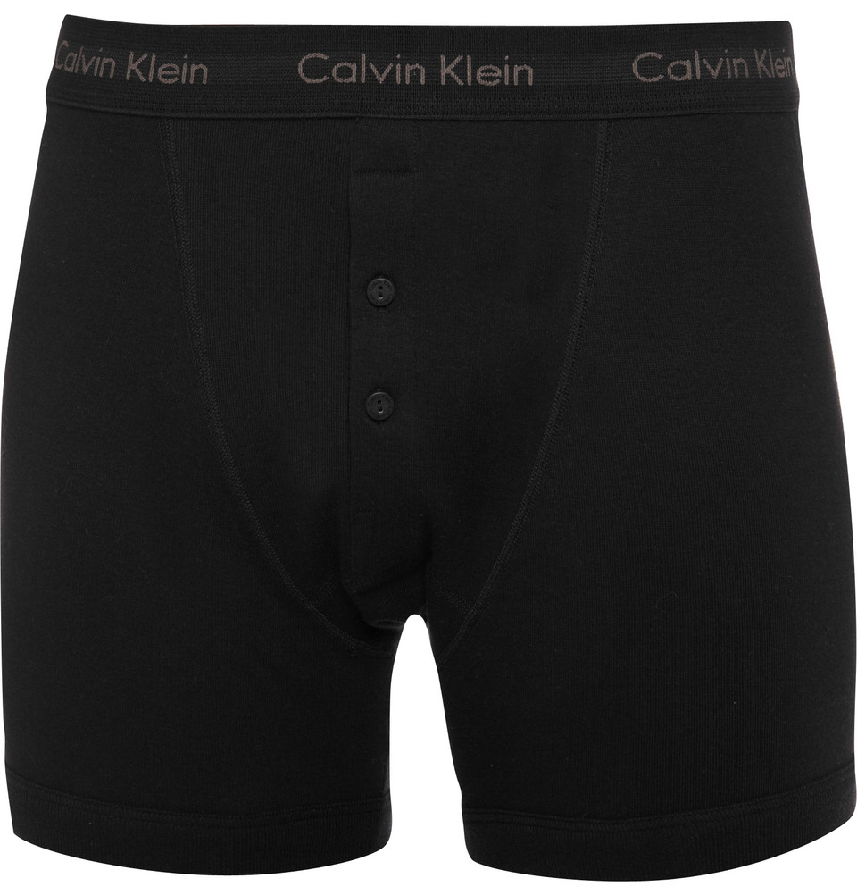 Calvin Klein Two Pack Button Boxer Briefs in Black for Men Lyst