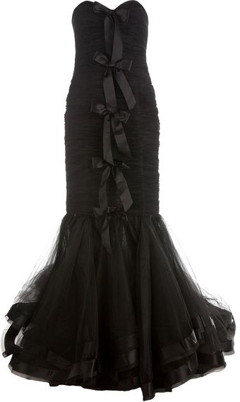 Oscar de la Renta Ruched Evening Gown with Bows - Lyst