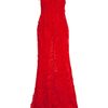 Oscar De La Renta Embroidered Floral Lace Strapless Gown in Red (floral) - Lyst