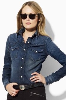 Ralph Lauren Blue Label Classic Denim Western Shirt - Lyst