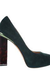 Nicholas Kirkwood Green Calf Velvet Court Shoes