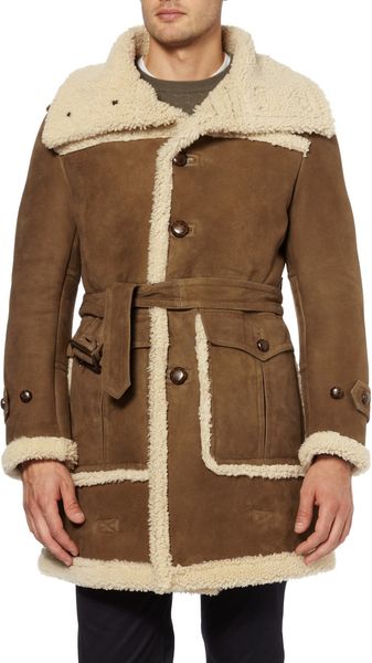 Burberry Prorsum Leather And Shearling Coat In Brown For Men Lyst 3316