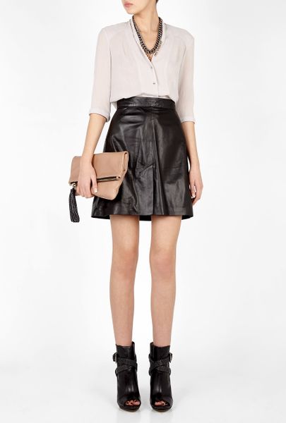 Mcq By Alexander Mcqueen Black Leather Exposed Zip Skirt In Black Lyst