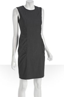 Calvin Klein Charcoal Woven Ruched Detail Sheath Dress - Lyst