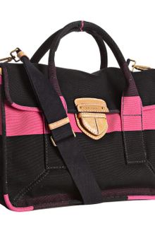 Prada Hot Pink Canvas Striped Convertible Top Handle Tote - Lyst