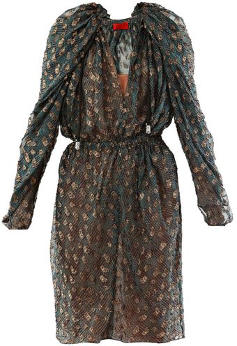  Silk Embellished Metallic Dress 