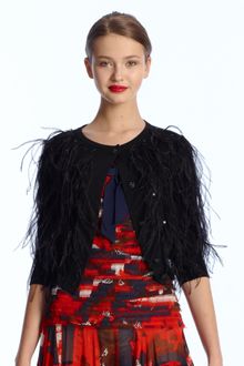 Oscar de la Renta Feather Cardigan - Lyst