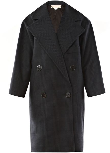 Stella Mccartney Prince Of Wales Check Wool Coat in Blue (navy) - Lyst
