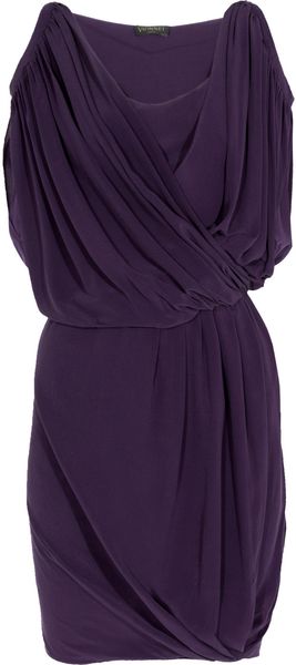 Vionnet Draped Crepe De Chine Dress in Purple - Lyst