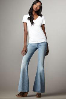 7 For All Mankind Bell-bottom Silver Strand Super Light Jeans - Lyst