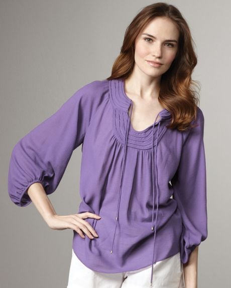 Diane Von Furstenberg Acquilina Threequartersleeve Blouse in Purple - Lyst