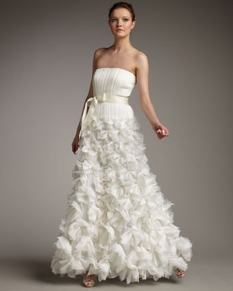 Tadashi Shoji Strapless Flutter-skirt Gown - Lyst
