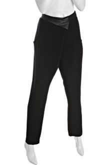 Mark + James By Badgley Mischka Black Woven Tulip Faux Leather Waistband Detail Pants - Lyst