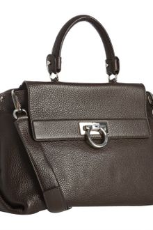 Ferragamo Chocolate Leather Sophia Convertible Shoulder Bag - Lyst