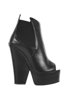 Giuseppe Zanotti Peep-toe Ankle-boots in Black Nappa Leather with A Black Python-print Trim and A Super Wedge - Lyst