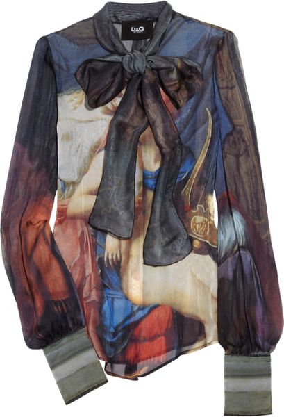 D&g Printed Silkchiffon Blouse in Multicolor (blue) - Lyst