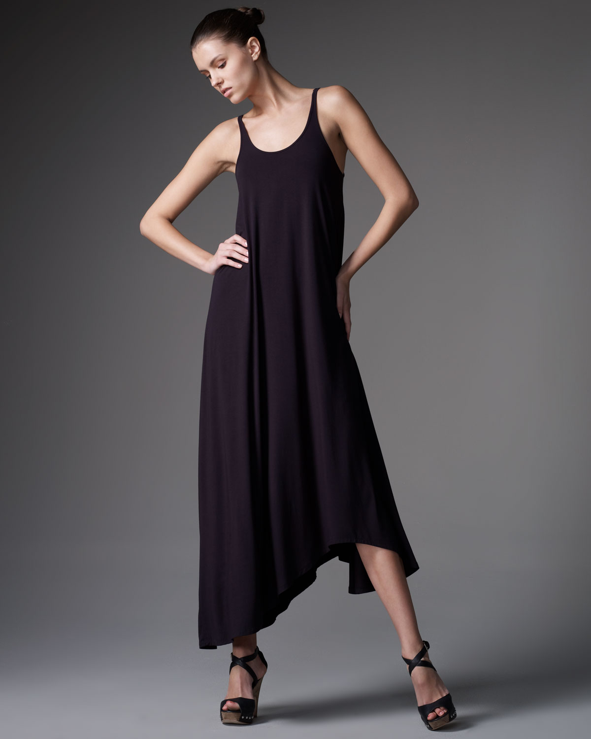 T By Alexander Wang Asymmetric Jersey Dress, Black in Black | Lyst